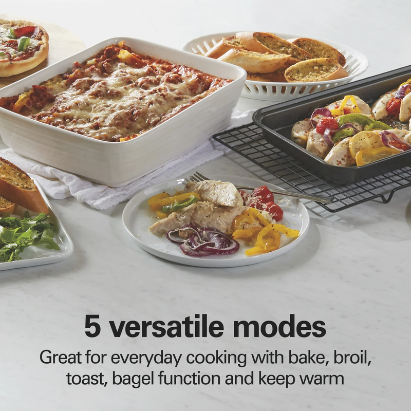 4 Slice Countertop Toaster Oven with 5 Versatile Cooking Modes, Grey2