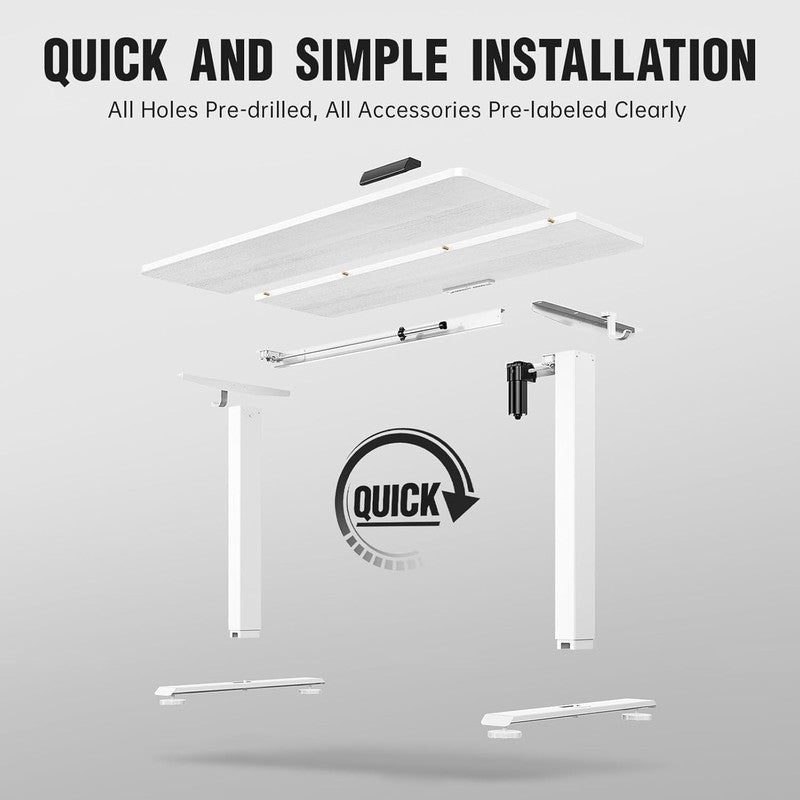 47.2" Electric Standing Desk Sit Stand Wood Top Home Office White4