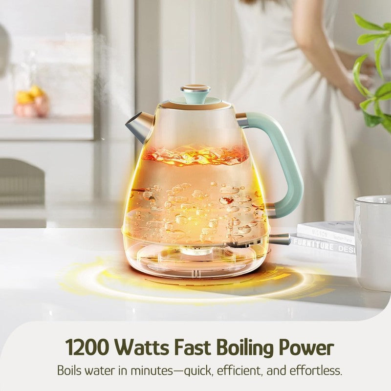 Retro Electric Kettle 1.7L 1200W Stainless Steel w/ Thermometer Mint Green3
