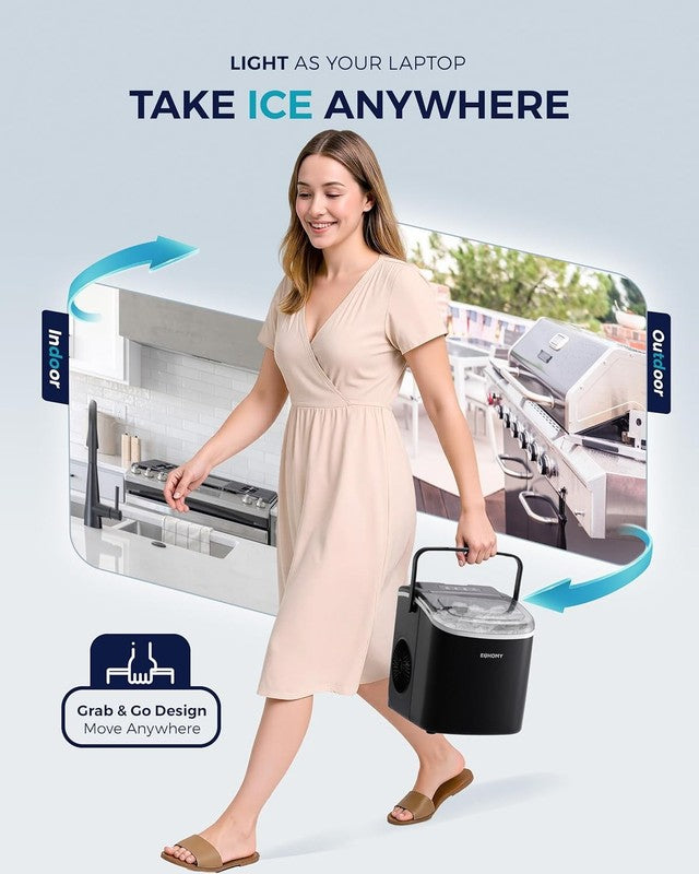 Portable Ice Maker - 26Lbs/24Hrs, 9 Cubes in 6 Mins, Auto-Clean, Black3