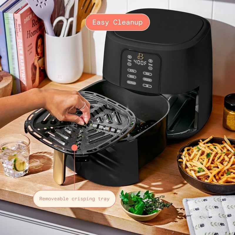 6 Qt Air Fryer w/ Turbocrisp Technology Evergood Ceramic Nonstick Black Sesame9