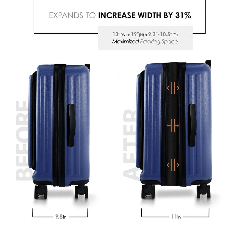Hard Shell Carry on Suitcase, Expandable Hardside Luggage with Front Pocket, Nav3
