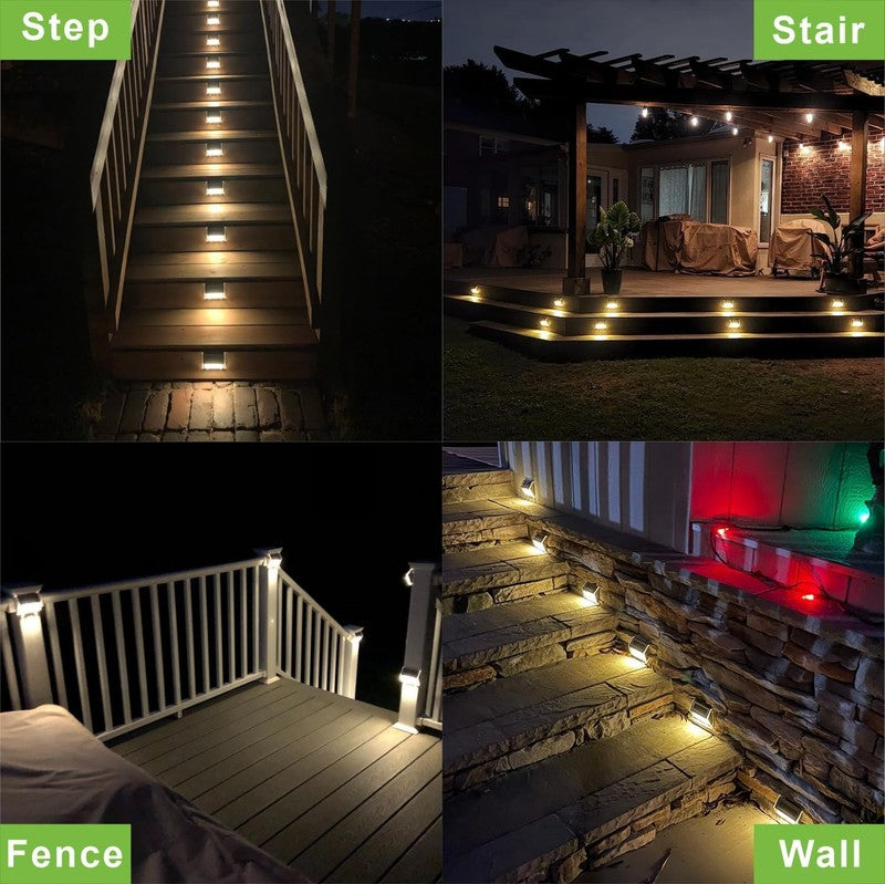 6 Pack Solar LED Lights for Steps, Decks & Pathways   Rainproof Black Metal5