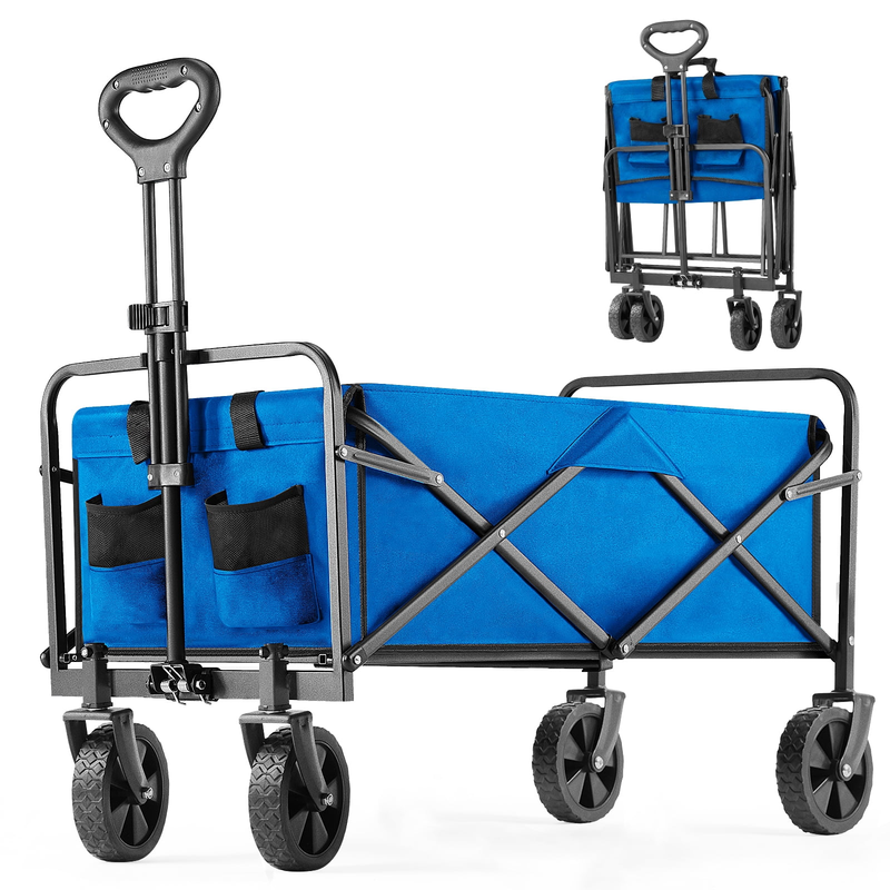 Foldable Wagon Cart 330LBS All Terrain Wheels Heavy Duty Utility   Blue0