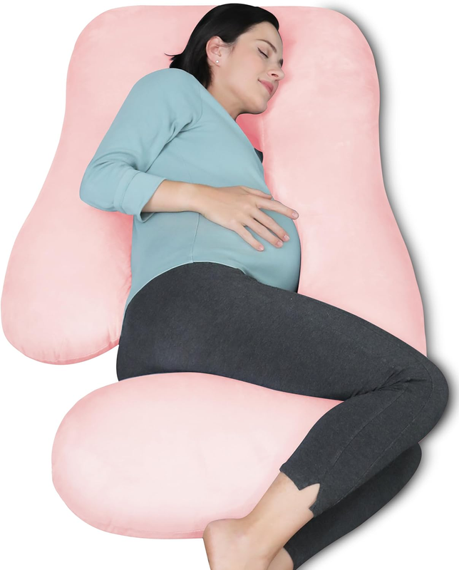 U Shaped Pregnancy Maternity Pillow 57" Full Body Sleep Support Pink7