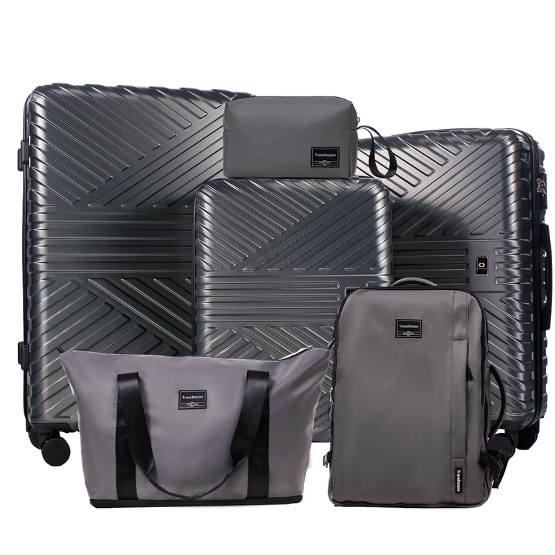 6 Piece Hardshell Luggage Set   Lightweight Suitcase with Carry On Backpack, Duf0