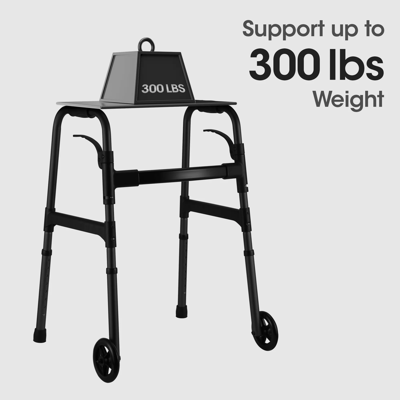 Folding Walker with Wheels, 8 Levels Adjustable Height 30.5"-37.5", 300Lbs Weigh5