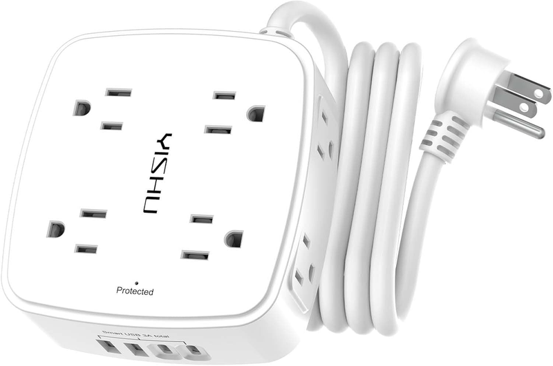 6FT Surge Protector Power Strip 8 Outlets 4 USB Flat Plug Extension Cord9
