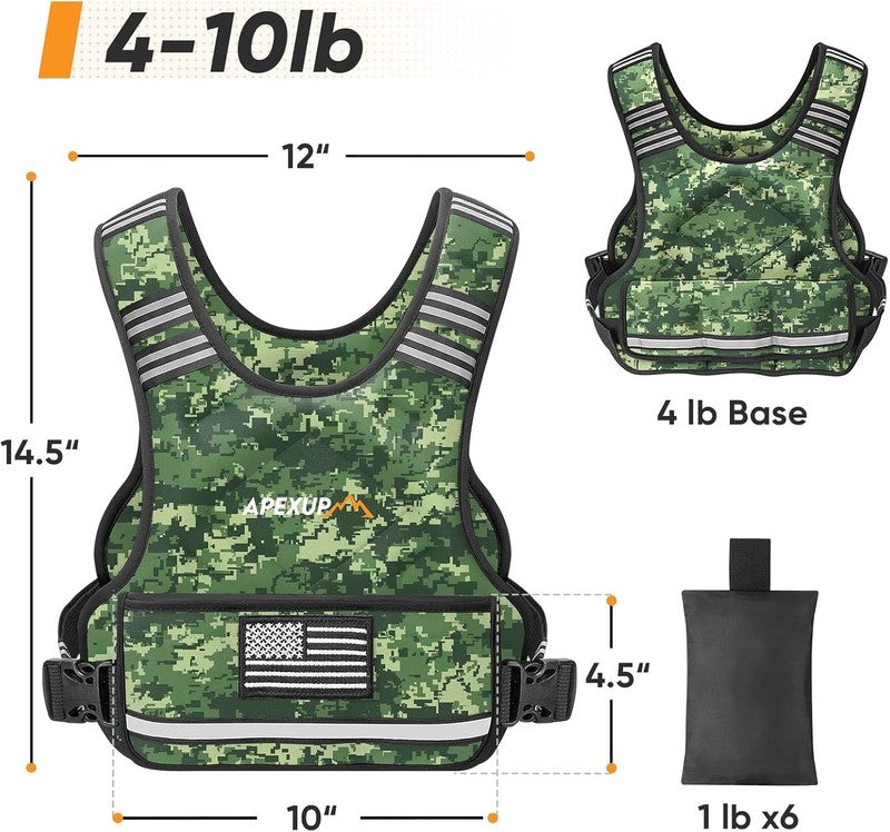 Adjustable Weighted Vest 4 10lb Strength Training Running Walking Unisex4