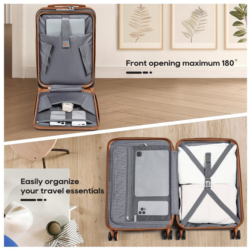 3Pc Carry On Luggage Front Opening TSA Lock Spinner Wheels YKK Zipper3