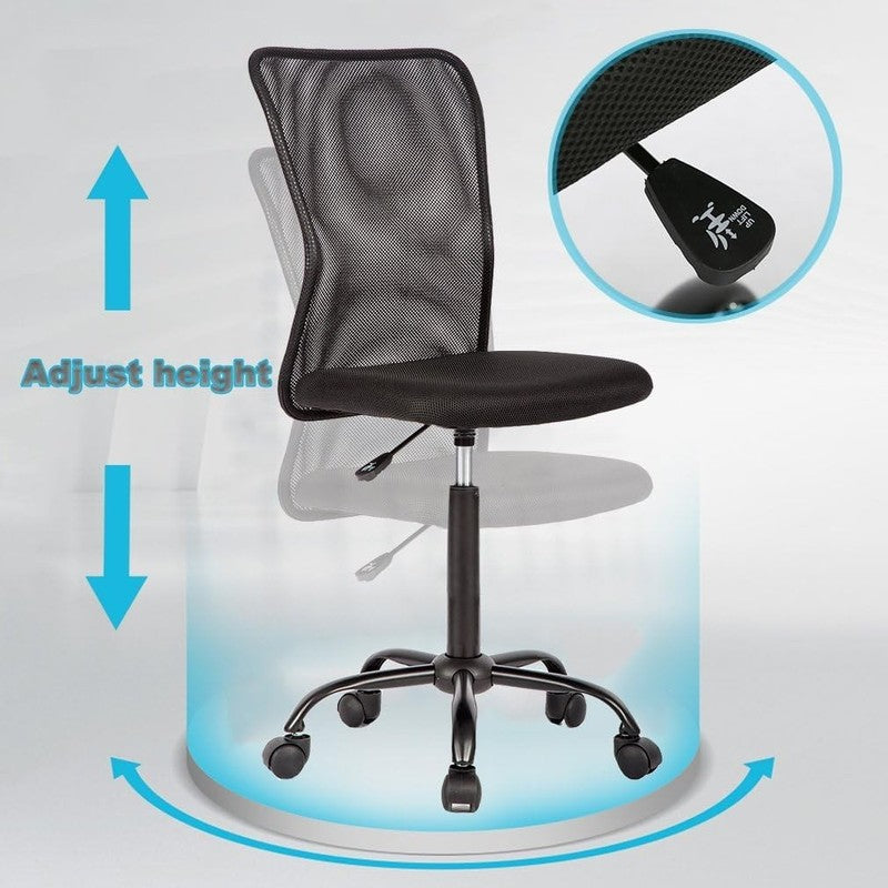 Modern Ergonomic Mesh Office Chair with Lumbar Support   Armless Black Design6