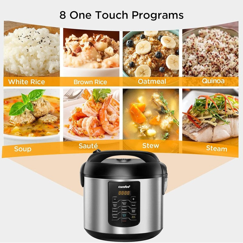 Rice Cooker 10 Cup/20 Cup Cooked 8 in 1 Steamer Sauté Warmer 5.2Qt Large1