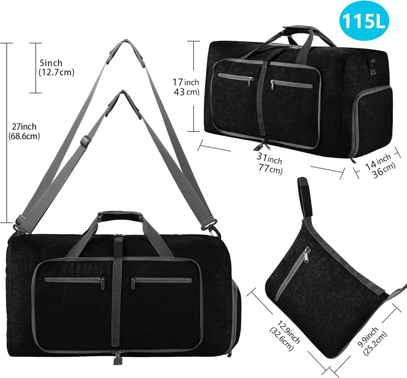 65L 85L 115L Foldable Travel Duffle Bag Water Resistant Shoe Compartment1