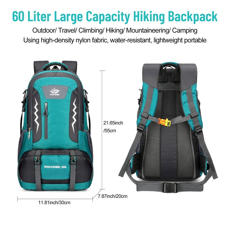 60L Waterproof Hiking Backpack with Reflective Strips & Safety Whistle, Large Ca1