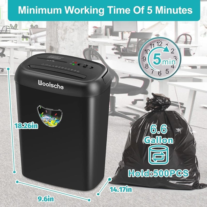 14 Sheet Cross Cut Paper Shredder P 4 Home Office 6.6Gal Card/CD/Paper4