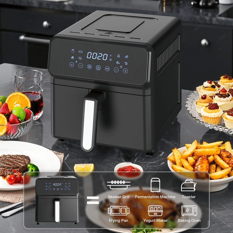 Black 6QT 12-in-1 Air Fryer Roast Reheat Dehydrate Bake Steam 400F8
