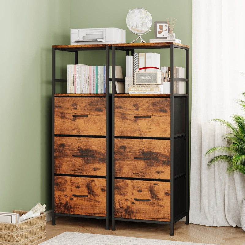 File Storage Cabinet with Adjusted Size 3 Drawers, 4 Wheels Vertical Wood File C2