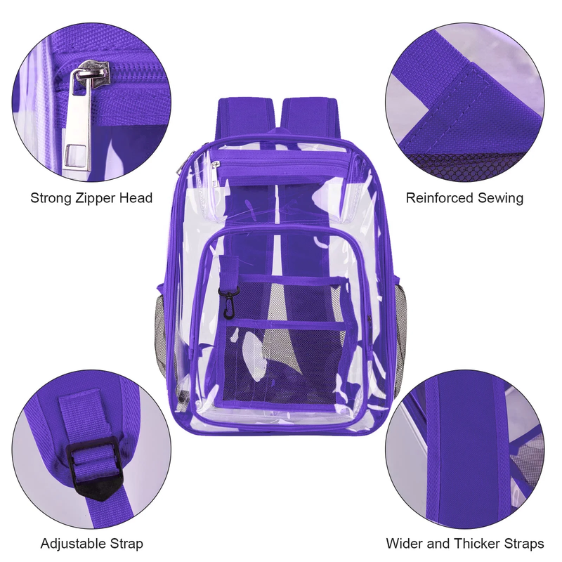 Clear Backpack, Heavy Duty PVC Transparent Backpack Stadium Approved with Reinfo3