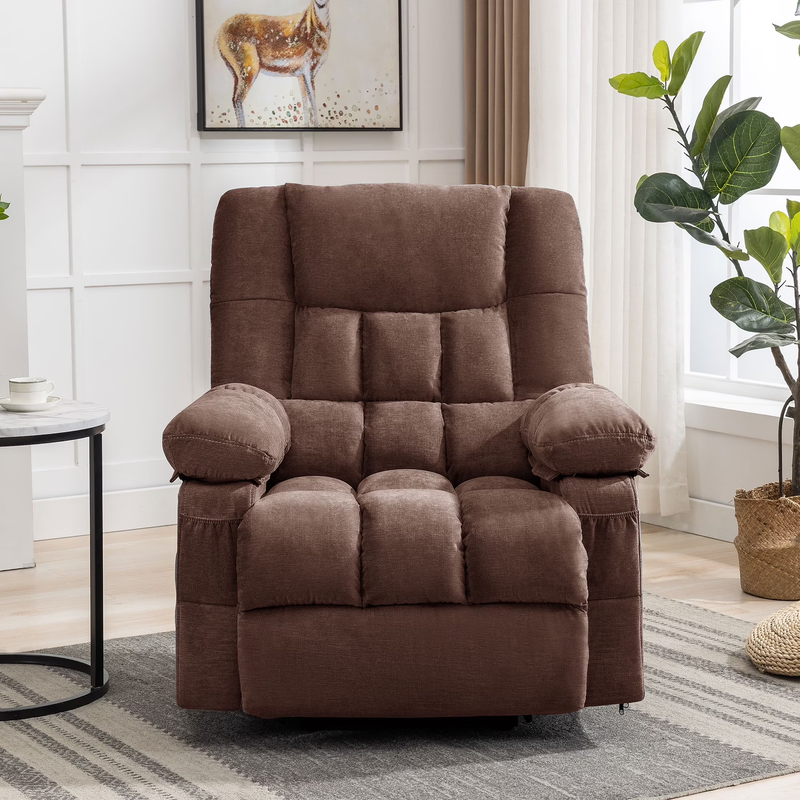 Power Lift Recliner Chair Heat Massage Infinite Position USB Port Brown6