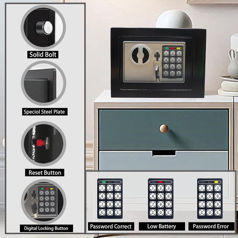 Deluxe Digital Security Safe Box with Keypad Lock for Home & Office Use1