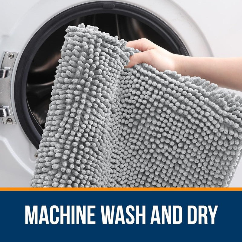 Extra Soft Chenille Bathroom Rugs 30x20, Quick Dry, Machine Washable, Light Grey4