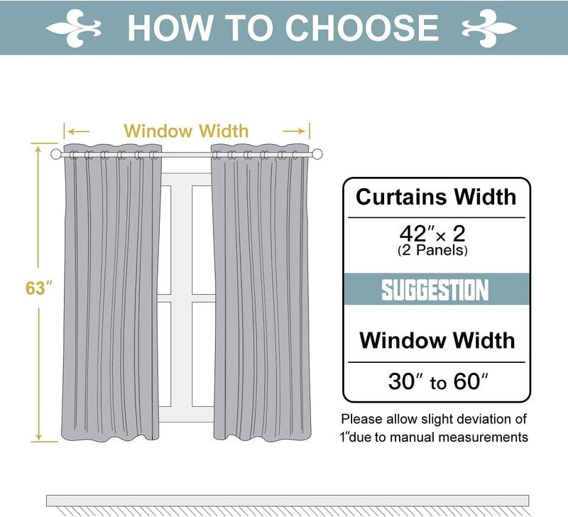 Thermal Insulated Blackout Curtains - 2 Panel Set, Dark Grey, 42x63 Inch5