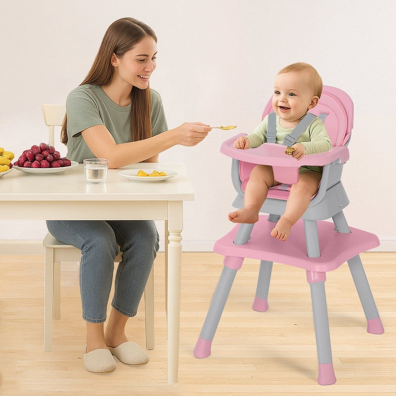 8 in 1 Baby High Chair, Toddler Dining Booster Seat for Eating, Pink Grey3