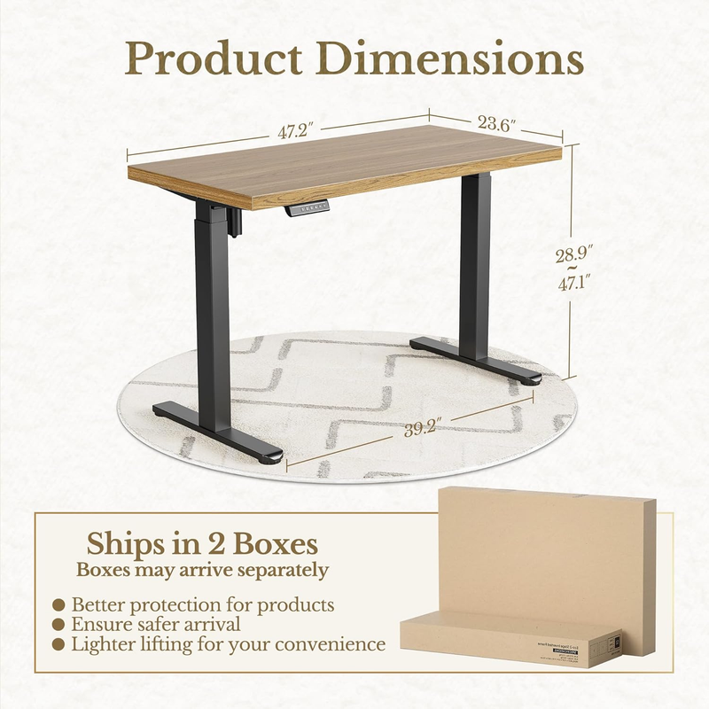 Light Oak Electric Standing Desk 48in Adjustable Height Office Desk1