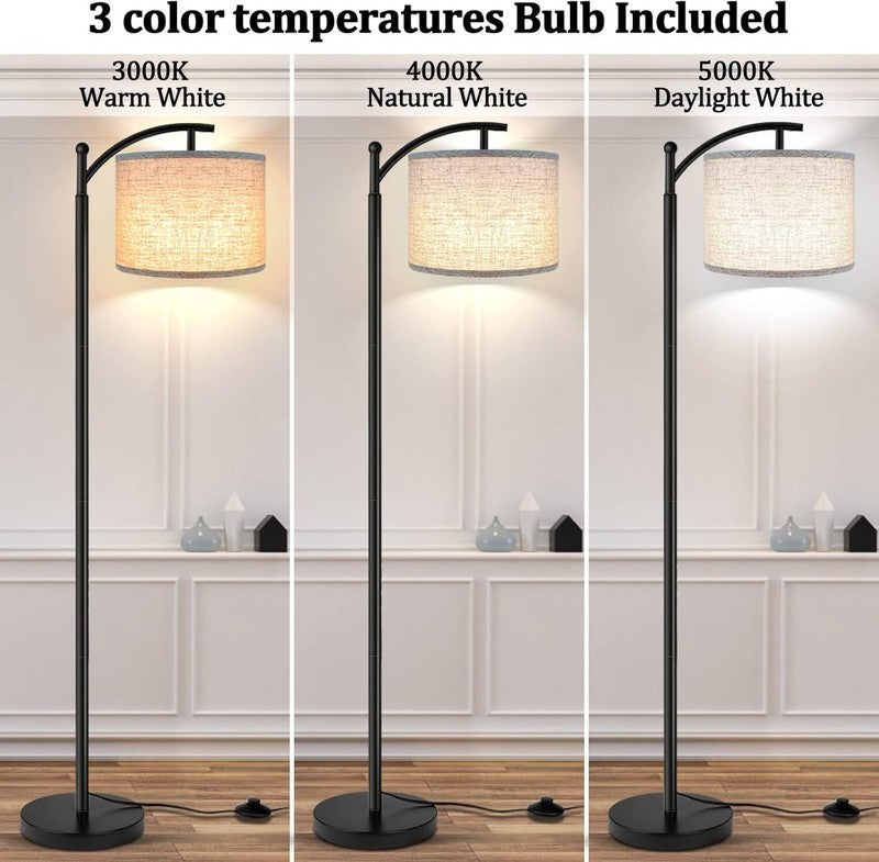 Floor Lamp for Living Room with Temperatures LED Bulb, Standing Lamp - Black1