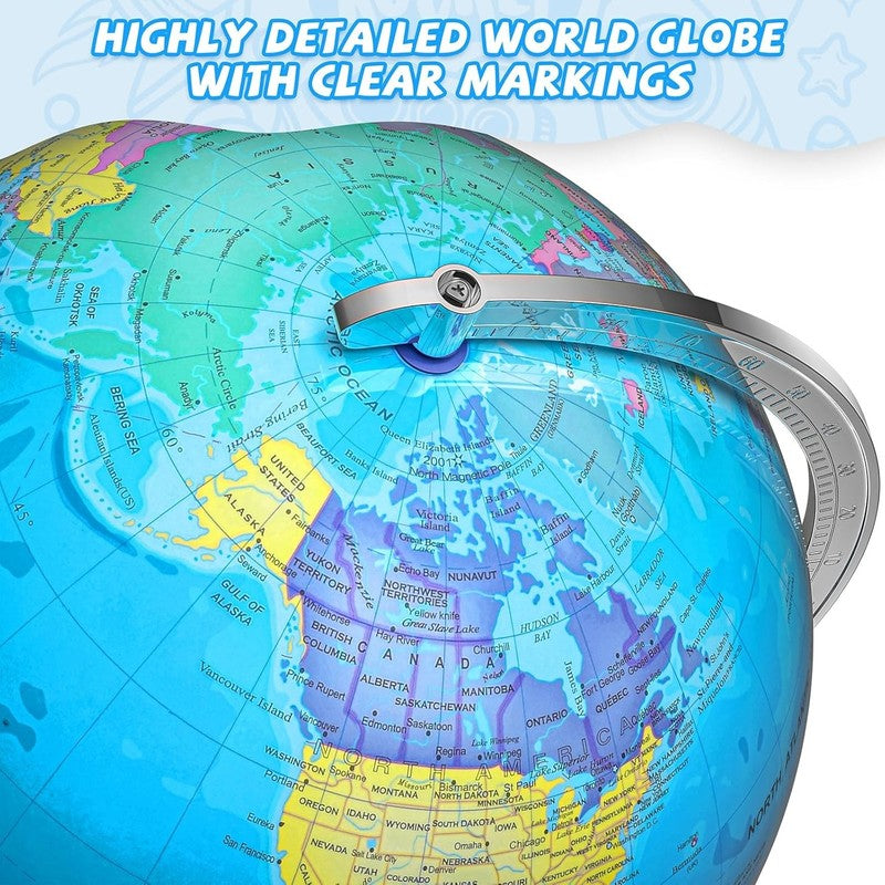 12in Illuminated World Globe Lamp STEM Learning Night Light Metal Base1