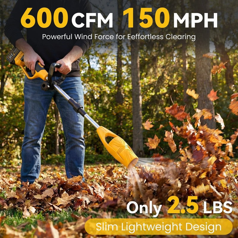 Cordless Leaf Blower 600CFM with 2×21V Batteries Foldable for Lawn Care Patio Cl1