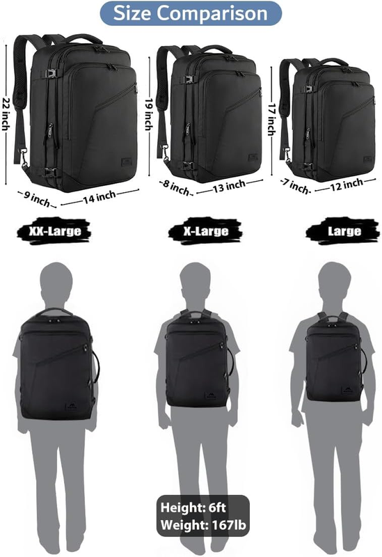 40L Travel Backpack Carry On Expandable Flight Approved Bag Black8