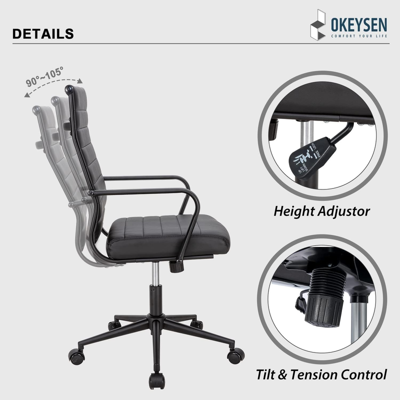Black Executive Office Chair Ergonomic Leather Swivel Adjustable4
