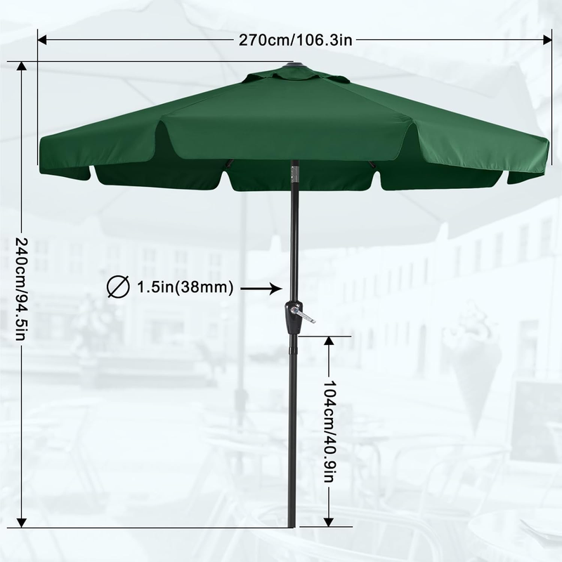 Outdoor 9FT Market Umbrella Crank Tilt Waterproof UV Protection Green2