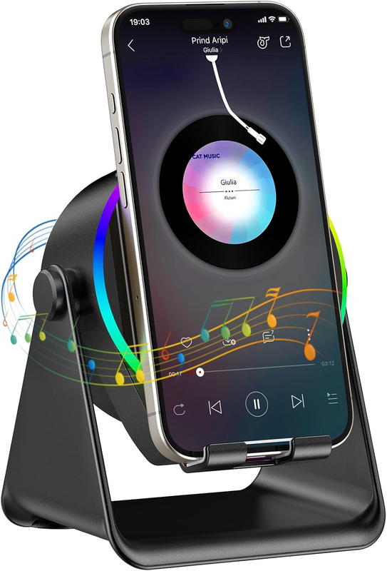 Wireless Induction Speaker, 5 in 1 Bluetooth Speaker with Cell Phone Stand, HD S9
