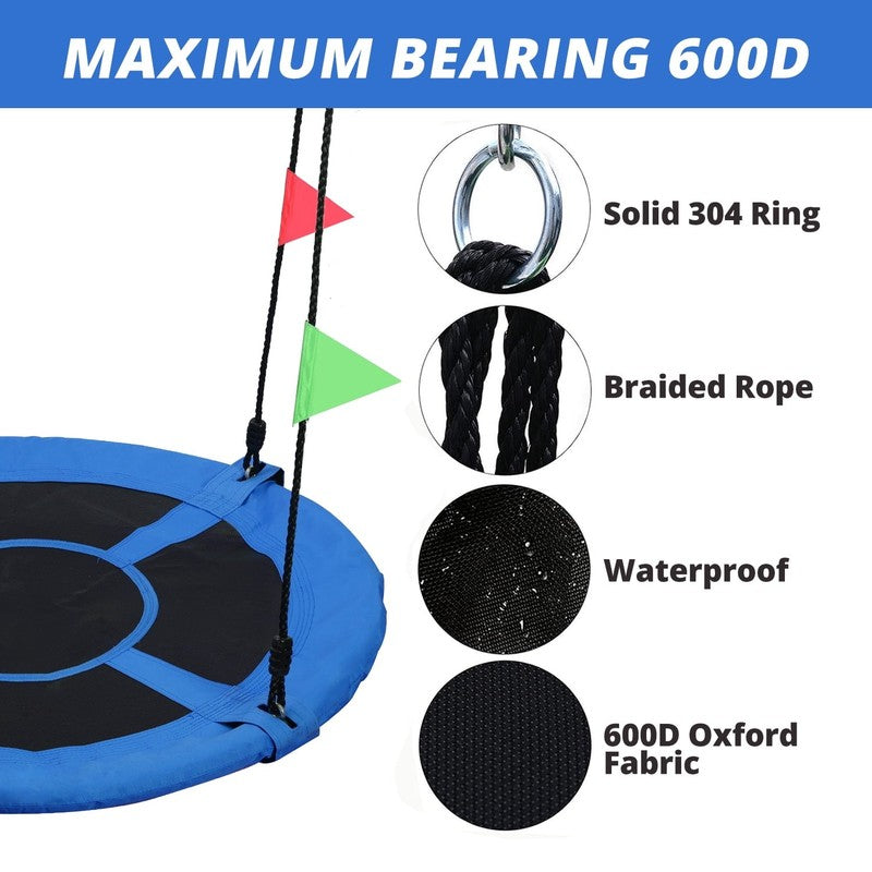 40" Saucer Tree Swing for Kids & Adults, Adjustable Rope Flying Seat, Blue1