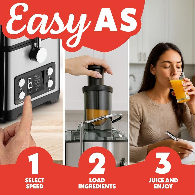 6 Speed Digital Juicer Wide Chute Pulse Self Clean 36oz Pitcher Stainless7
