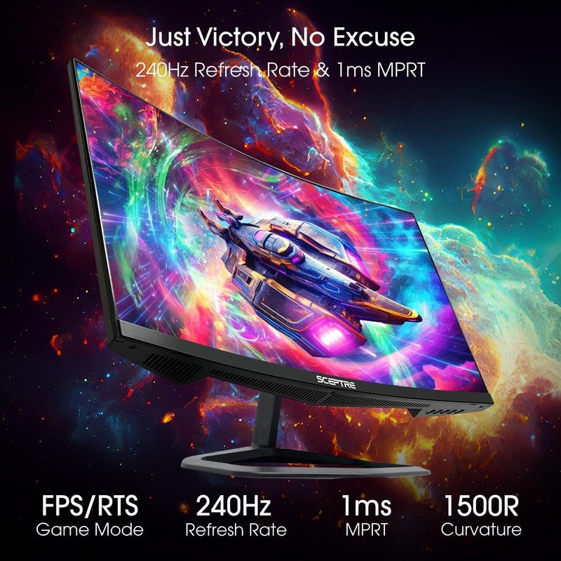 Curved 24.5" Gaming Monitor 240Hz 1080P 1ms with Built In Speakers   Black2