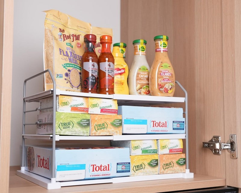 Extendable 3 Tier Kitchen Organizer Holder for Jars Bottles Cans 11 16.7" 2pc4