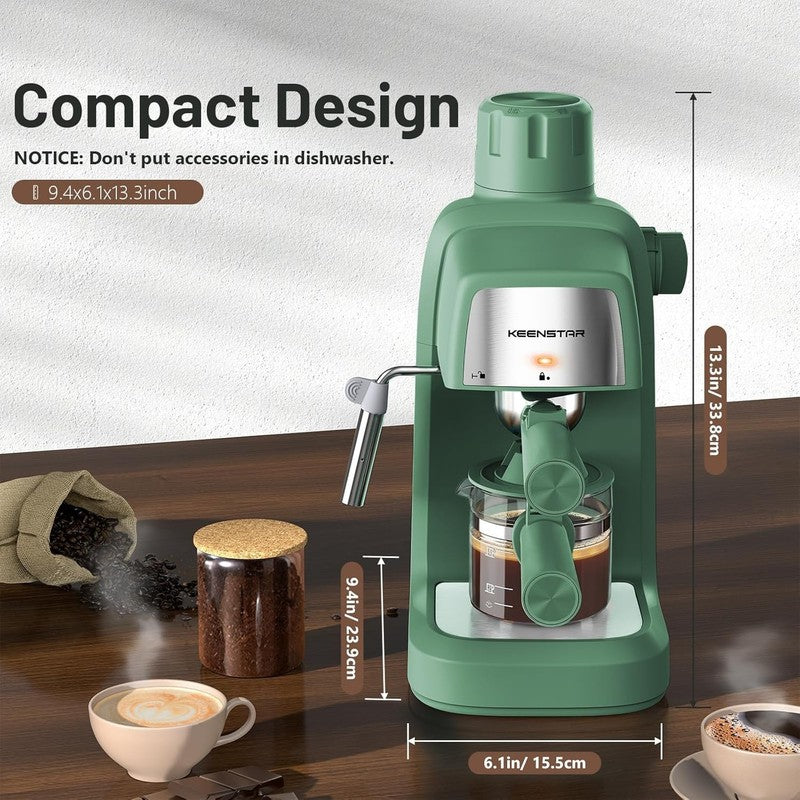 3.5 Bar Espresso Machine 800W 4-Cup Compact with Milk Frother5