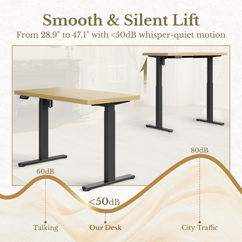 Light Walnut Electric Standing Desk 48in Adjustable Height Desk5