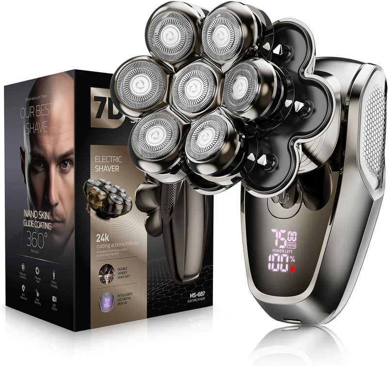 7D Waterproof Head Shaver for Bald Men with LED Display & Type-C Charge8