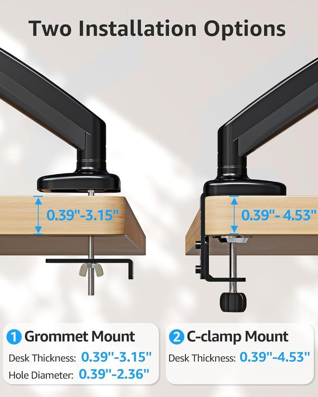 Adjustable Gas Spring Monitor Mount for 32" Screens, VESA Compatible, Black5