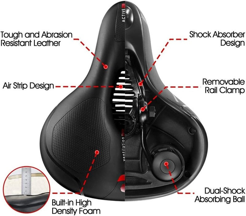 Comfort Bike Seat Cushion Dual Shock Memory Foam Waterproof Wide Saddle2