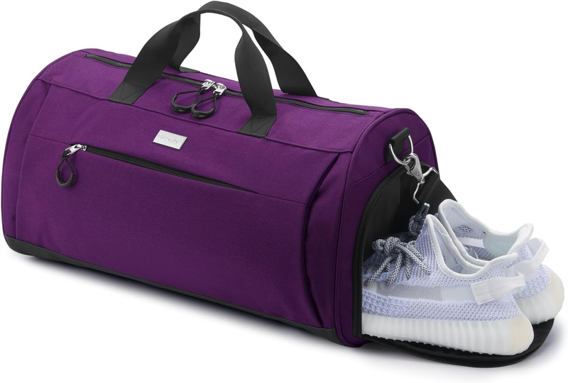 Gym Bag Unisex Duffel Shoe Compartment Wet Pocket Travel Sports Purple M10