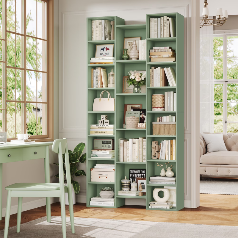 21-Cube Bookcase, 71’’ Tall Wooden Bookshelves with Adjustable Shelves, Triple W0