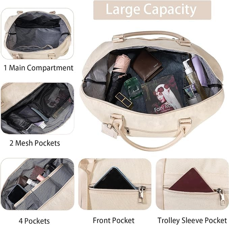 Weekender Bags for Women   21 Inch Large Travel Duffel Bag 2 Piece Set with Shoe6