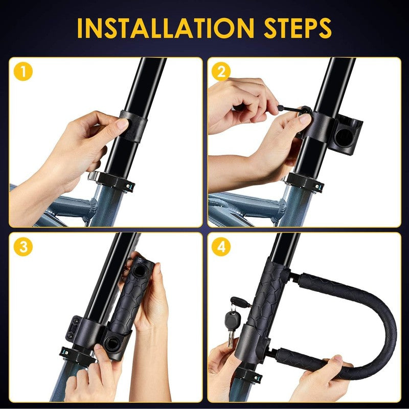 Heavy Duty Bike U Lock 20mm D Lock + 4ft Cable & Mount Bracket Anti-Theft Key5