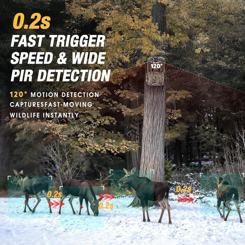 2 Pack 56MP 4K Trail Rechargeable 0.2S Night Vision Motion 120° Wildlife Cam7