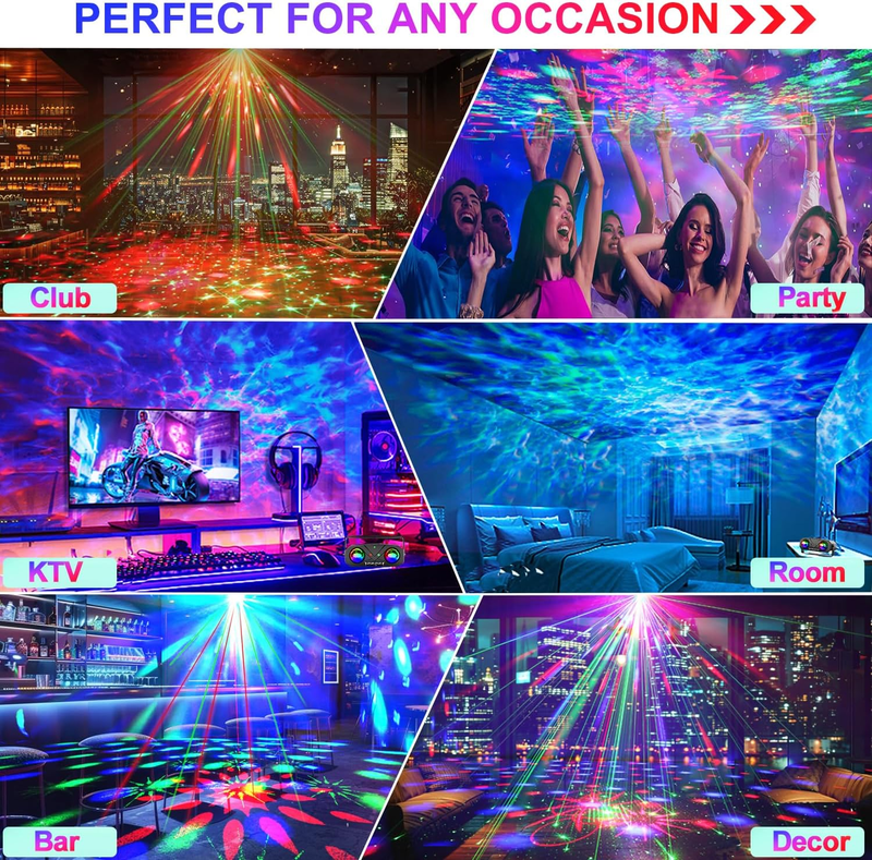 Disco Ball Light Sound Activated DJ Strobe Ocean Star Projector w/ Remote7